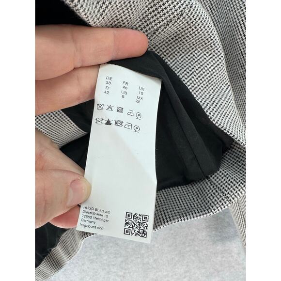 HUGO by Hugo Boss Womens sz 6 Jekalana Houndstooth Blazer Double Zip Modern Chic - Picture 10 of 12